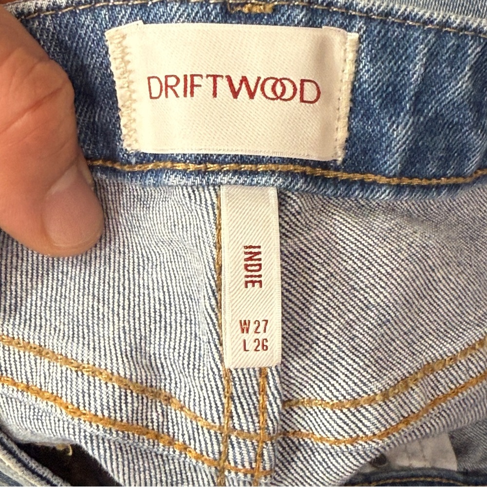 Driftwood Indie Jeans Women’s Size W27 Flared Crop Patchwork Raw Hem Boho Hippie - Picture 2 of 16